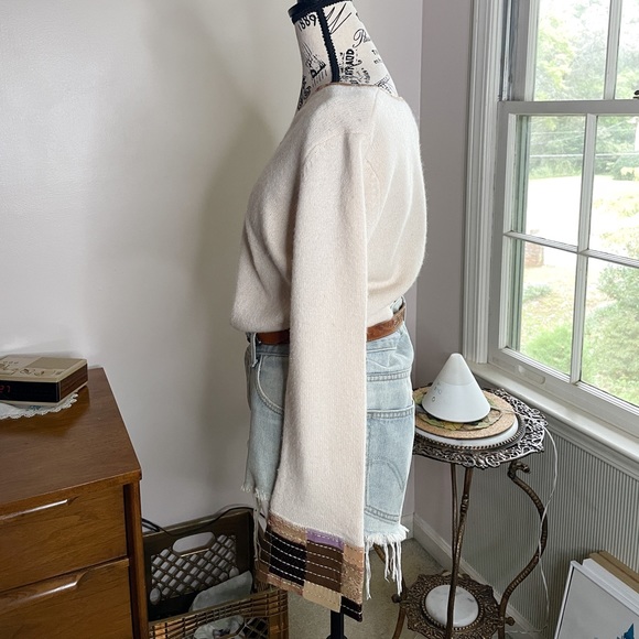 J.Jill Lambswool Patchwork Bell Sleeve Sweater Cream Size Small - Picture 7 of 8
